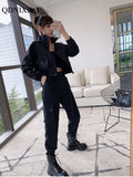 Yipinpay Women's tracksuit new in cargo pants Long sleeve coat korean fashion matching sets sports Loose handsome two pieces set