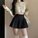 Yipinpay Elegant Woolen Pleated Mini Skirt Women Cute Autumn Winter 2023 Korean Fashion High Waist Solid A-line Sexy Short Skirts