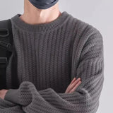 Yipinpay Men Sweaters Autumn Solid Color Wool Sweaters Korean Fashion Slim Fit Knitted Pullovers Casual Retro Warm Street Wear Clothes