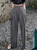 Yipinpay Summer Autumn Korean Fashion Chic Women's Pants Elegant High Waist Bandage Design Loose Wide Leg Woman Trousers with Laces
