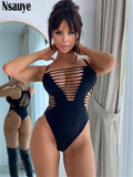 yipinpay Sexy Streetwear Club Fashion Bodycon Women Skinny Hollow Out Bodysuit Sleeveless Strap One Pieces Rompers Body Tops Y2K