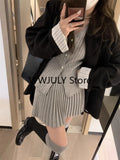 Yipinpay Autumn Grey Knitted Suit for Women Korean Slim Short Cardigan Top High Waist Fashion Skirt Suit Outfit 2 Piece Set Chic