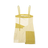 Yipinpay Patchwork Short Dresses For Women 2023 Yellow Slip Dress Woman Sleeveless Mini Summer Woman Dress Streetwear Casual Dresses