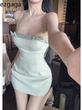 Yipinpay Mini Dresses Women Sleeveless Bowknot Chain Backless Spring Summer Slim French Style Elegant Dress Sweet Sexy Ladies