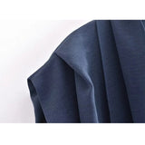 Yipinpay Blue Crop Top Women Pleated Summer Blouses Woman 2023 Tie High Neck Short Sleeve Blouse Female Elegant Chic Woman Blouse