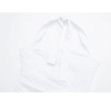 Yipinpay White Halter Top Women Asymmetric Backless Top Female Ruched Summer Blouses For Women 2023 Streetwear Sexy Tops Woman