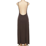 Yipinpay Cut Out Ruched Brown Summer Dress For Women Party Club Vestido Sexy Backless Draped Fashion Dresses Clothes Streetwear