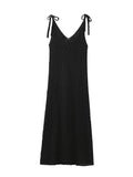 Yipinpay New Women Fashion Hollow Out Knit Dress Sleeveless V Neck Female Midi Sexy Dresses Summer Vestido