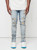 Yipinpay New Fashion Ripped Jeans For Men Trendy Slim Paint Craft Denim Pencil Pants Street Hipster Trousers male Clothing XS-XL