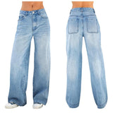 Yipinpay Spring New Y2K Style Women's Loose Jeans Fashion Denim Wide Leg Pants Street Casual Trousers XS-L Drop Shipping