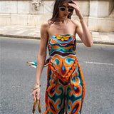 Yipinpay Printed Wide Leg Pants Women High Waist Baggy Pants Woman Fashion Summer Y2k Streetwear Casual Pants Set Women's Trousers