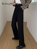 yipinpay Women Elegant Suit Pants Harajuku Casual Slim High Waist Straight Wide Leg Pants Office Ladies Chic Korean Pantalons