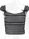 Yipinpay MO Plaid Square Collar Sexy Backless Bustier Corset Crop Tops Women Sleeveless Top Cropped Club Fashion Outfit