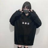 Yipinpay Subculture Loose Hoodie Women Sweatshirt Autumn/Winter Cartoon Embroidery Oversize Versatile Pullover Women Clothing