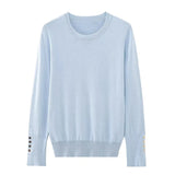 Yipinpay Autumn Women Solid Round Neck Long Sleeve Basic Knit Sweater Casual Pullover Tops