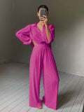 Yipinpay Beige Pleated Wide Leg Pants Womens Pants Fashion 2023 Casual Loose Trousers Office Lady Elegant Long Palazzo Pants