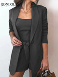 Yipinpay Spring Summer Women Blazer Set Fashion Elegant Inside Vest Top Blazer and High Waist Shorts 3piece Set Casual Shorts Suit