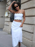 Yipinpay Contrast Color Maxi Skirt Sets Women Elegant Sling Crop Top High Waist Long Skirt 2 Pieces Set Summer Lady Street Outfit