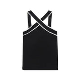 Yipinpay 2023 Black Knit Tank Top Female Off Shoulder Crop Tops For Women Backless Sleeveless Top Woman Streetwear Sexy Summer Tops