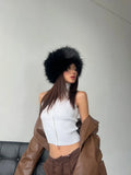 Yipinpay Women's Warm Winter Faux Fur Hat Cossack Russian Style Thick Furry Fuzzy Fluffy Cap Grunge Outdoor Earwarmer Ski Hat