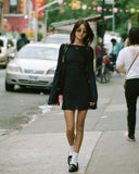 Yipinpay Female Short Dress Solid Color Floral Print Long Sleeve Backless Fashion Black Khaki Skin Friendly Club Street Style S M L 911