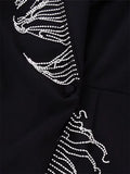 Yipinpay Black Rhinestone Jumpsuit Women Short Blazer Playsuit Long Sleeve Party Elegant Woman Jumpsuit 2023 Winter Rompers Playsuit