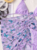 Yipinpay Swimsuit Female Micro Bikini Butterfly Bikini Set Women Swimwear Purple Bathing Suit Brazlian Swimming Suit Bikinis Set