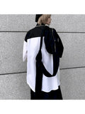 Yipinpay gothic patchwork women blouses black and white shirts bf women clothes vintage summer tops shirt big size couple blouse
