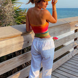 Yipinpay Women American Retro Y2K Hotsweet Wrap Chest Tube Tops Tie-dye Strapless Tank Tops Summer Backless Bandeau Crop Tops