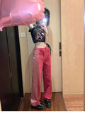 Yipinpay Streetwear Denim Bagge Mom Jeans High Waist Fashion Jeans Woman Girls Wide Leg Pants Trousers Female Jean Femme