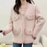 Yipinpay Mink Fleece Knitted Cardigan Women 2024 Autumn/Winter Long Sleeve Fragrance Coat Temperament Versatile Tassel Female