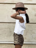 Yipinpay Leopard Print Pockets Shorts For Women Y2K High Waist Zipper Short Pants 2024 Spring Summer High Street Lady Chic Shorts