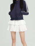 Yipinpay Ruffle White Mini Skirt Women Summer Korean Fashion High Waist Elastic Patchwork Kawaii Layer Short Skirt Cute Skort