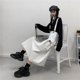 Yipinpay 2023 Spring/Autumn Women Skirt Fashion Japanese Style White/Black Long Skirts with Chain Hip Hop Streetwear Plus Size