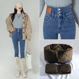 Yipinpay High Waist Thick Thermal Skinny Jeans Women High Elastic Slim Pencil Pants