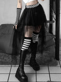 Yipinpay Mall Gothic Mesh Skirt Women Fairy Grunge Harajuku Punk High Waist Irregular Skirt Emo Alternative Fairycore Skirt Femme