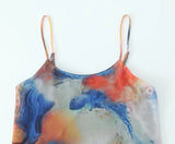 Yipinpay Tie Dye Tulle Long Dress Women Summer Slip Bodycon Dress 2023 Backless Sexy Summer Dresses Midi Evening Party Dresses