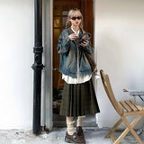 Yipinpay Outerwear Washed Denim Jacket Retro Blue For Women High Quality Autumn Winter Female Harajuku Zipper Jeans Coat Fashion