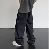 Yipinpay New Summer Jeans Men Patchwork Denim Trousers Male Oversize Loose Casual Wide-leg Pants Streetwear Harajuku Clothing