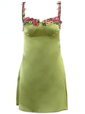 Yipinpay Sexy Vacation Backless Mini Dresses Floral Embroidered Satin Slip Dress 2023 Summer Outfits Women Resort Wear C69-CI10
