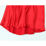 Yipinpay Women Sexy Backless Satin Red Sling Long Dress Christmas Party Vestidos