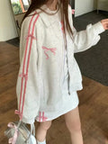 Yipinpay Zipper Bow Embroidery Sweet Plus Fleece Thickened Hoodie Skirt Suit Women Students Korean Fashion Y2k Party Sets Outwear