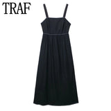 Yipinpay Black Slip Dress Woman Bow Backless Long Dress Women Sleeveless Midi Party Dresses Women Casual Summer Women's Dresses