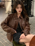 Yipinpay Black Leather Jacket Women Punk Streetwear Biker Zipper Leather Coat Female Winter High Street Faux Leather Jacket 2023