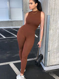 Yipinpay Black Sleeveless Summer Jumpsuit Rompers Womens 2023 Zipper Activewear Slim Jumpsuit Femme Fitness Sport Casual Overalls