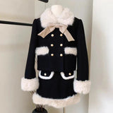 Yipinpay Winter Kawaii Faux Fur Clothing Suit Woman Warm Elegant Coat + Slim Y2k Mini Skirt Outwear Korean Fashion Sets Office Lady