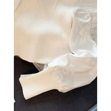 Yipinpay Turn Down Collar Blouse Women White Knitwear Tops Patchwork Blusas Mujer Wild Camisas 2023 Spring Shirt Women Chic