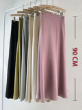 Yipinpay Black Satin High Waist Maxi Skirt Women Fashion Slim Patchwork Elegant Party Long Skirt Female High Street Y2k Long Skirt