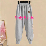 Yipinpay Women's Tracksuit 2024 Fall/Winter New Striped Embroidered Sweater + Cotton Pants Two-piece Korean Casual Hoodies Trousers Suit