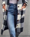 Yipinpay Print Pocket Detail Longline Coat Long Sleeve Casual tops elegant new ashion woman coat 2023 autumn winter spring outfits